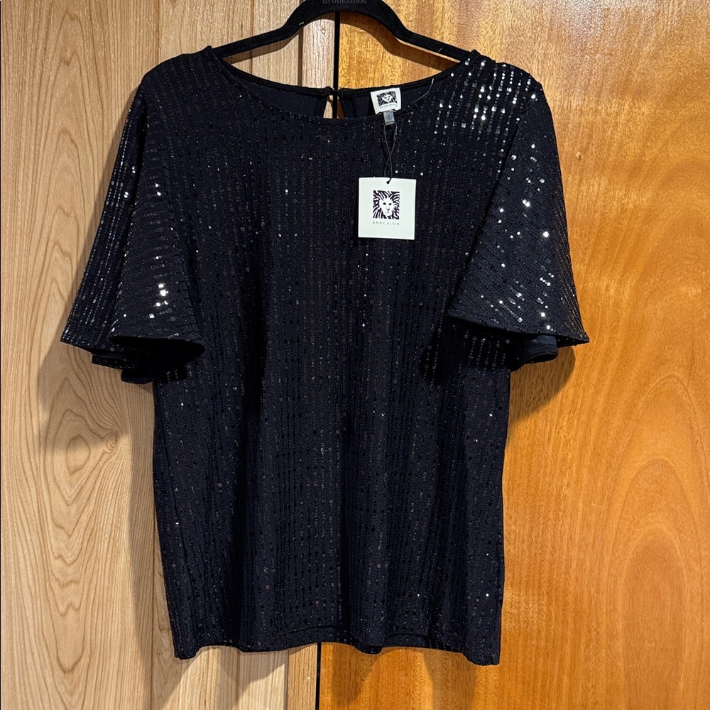Anne Klein Black Sequin Women's Top